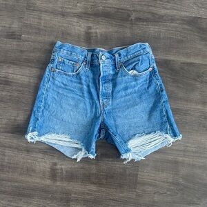 Levi’s 501 High-Waist Distressed Denim Cutoff Shorts - Blue